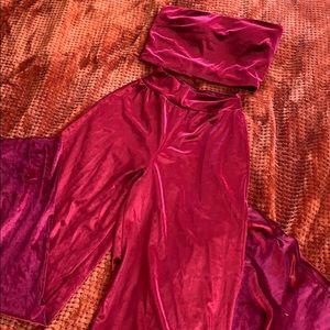 Fashion Nova burgundy velvet matching set